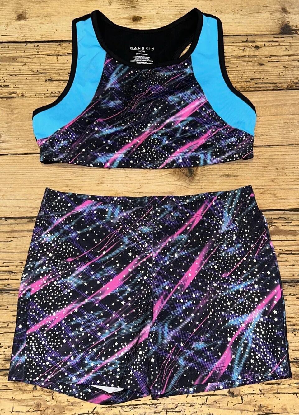 Danskin Now Girls XL 14-16 (Top) L 10-12 (Bottom) Galaxy Matching Set NWOT